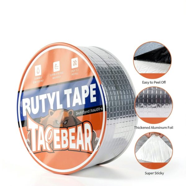 Butyl Tape 2in x16ft Aluminum Duct Sealing by TAPEBEAR RV Roof-4