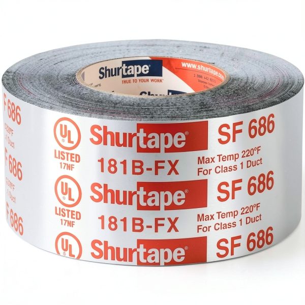 Shurtape SF 686 UL ShurMASTIC Butyl Foil HVAC Tape 3in x 33.3yd Silver-0